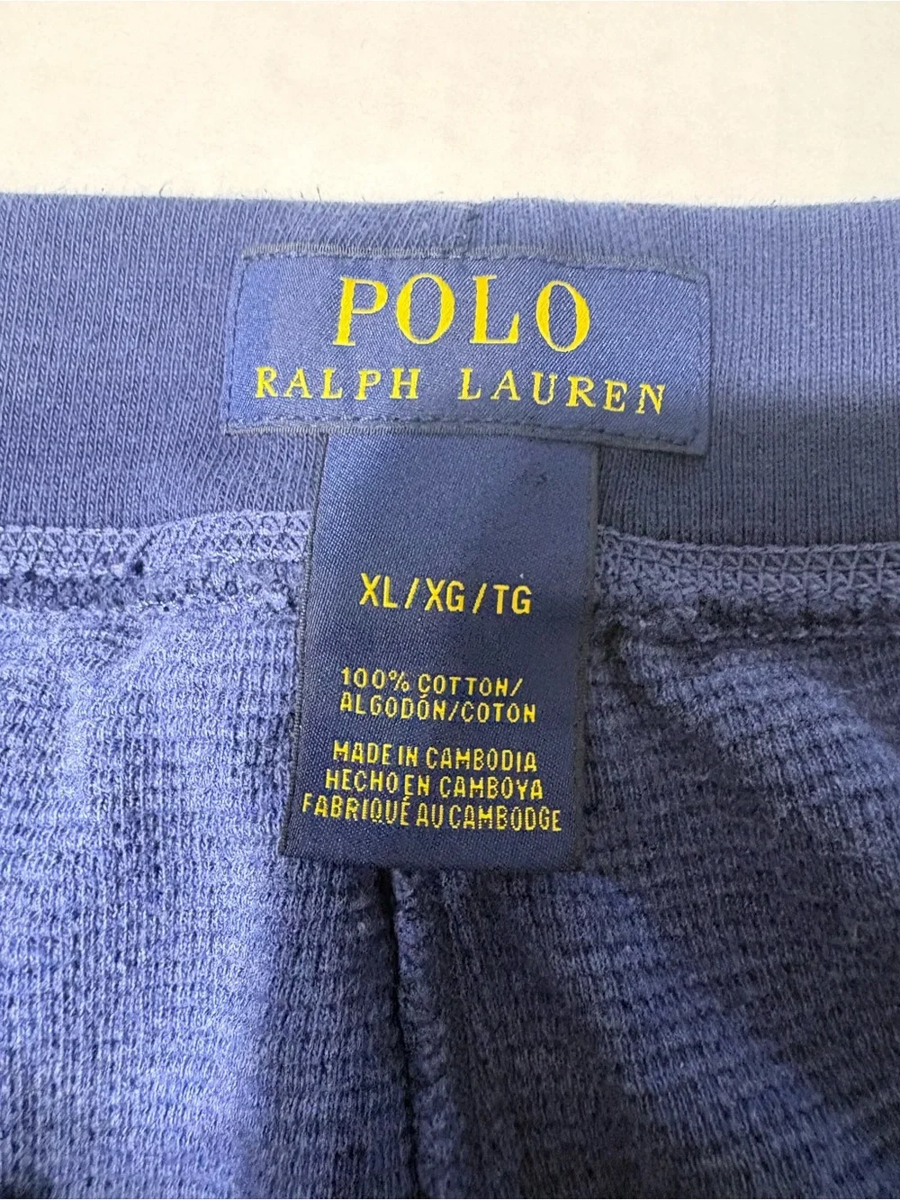 Men’s Polo Ralph Lauren Classic Blue Cotton Waffle Lounge Pants Drawstring Waist